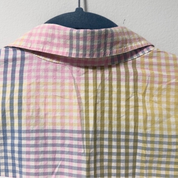 Vintage Timber Creek Pastel Plaid Short Sleeve Button Up Top Mens Size XL Spring - Picture 11 of 16